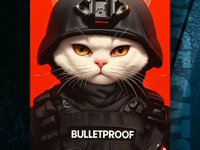 Bulletproof 😈 ai branding cat daliy design illustration poster print