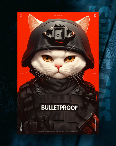 Bulletproof 😈 ai branding cat daliy design illustration poster print