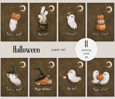 Halloween greeting card digital paper draw greeting card halloween card halloween party hand draw illustration postcard