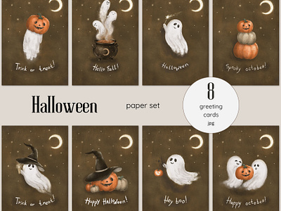 Halloween greeting card digital paper draw greeting card halloween card halloween party hand draw illustration postcard