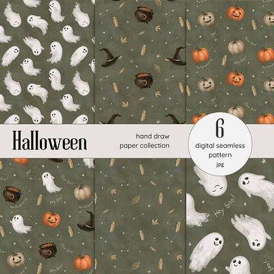 Halloween paper set digital paper halloween paper halloween pattern illustration paper pattern seamless seamless pattern spooky party paper