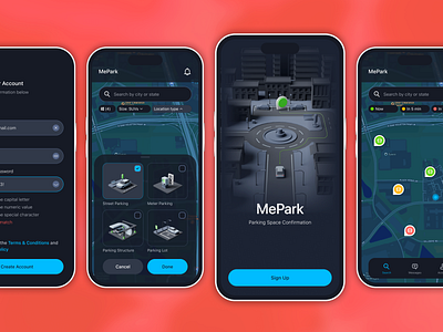 Parking App 3d app application blender car city design icon illustration interface map mobile navigation park street ui vehicle view