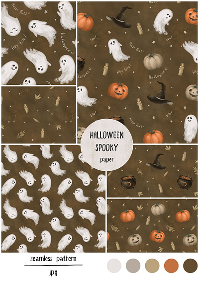 Halloween party paper boo ghost halloween digital halloween paper pumpkin seamless pattern spooky