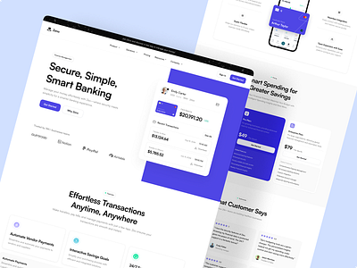 Fintech/SaaS Landing Page bank landing page banking app color system design style guide fintech landing page minimal modern saas software as a service typography system web design web ui web ux webfx website