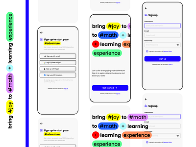 Sign Up - Daily UI. Math Learning App app design colorful dailyui figma minimalist mobileapp typography ui