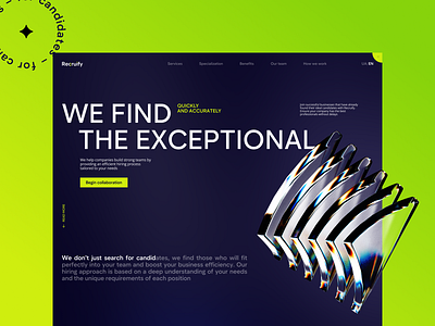 Recruify – landing page adaptation agency branding company design designer hr landing landing page logo minimalism mobile motion design recruting ui uiux website