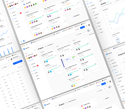 SaaS Application Design dashboard graph management overviews product list projects sales