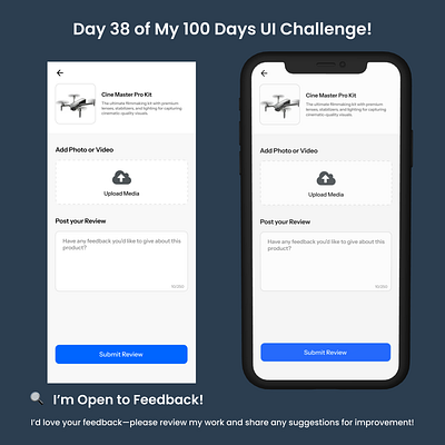 Day 38/100 - Review Submission Screen UI consumer opinions customer experience customer insights experience sharing feedback form feedback loop product evaluation product rating product review quality assessment rating metrics rating system review screen review submission submit review testimonial submission ui user experience user feedback user ratings