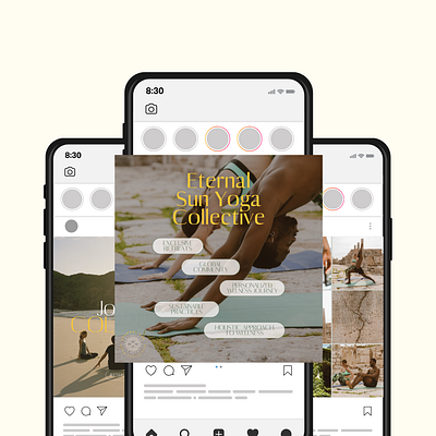 Eternal Sun Yoga Collective - Social Media Mockup brand design brand identity branding custom graphics mockups smm social media social media marketing