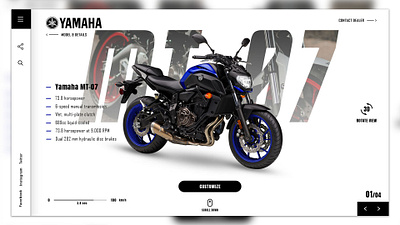 Yamaha MT-07 Motorcycle UI Design: Power Meets Precision adobe photoshop adobe xd automotive ui figma graphic design interactive design motorcycle specs ui motorcycle ui performance dashboard product design product ui responsive ui ui vehicle dashboard yamaha motorcycle