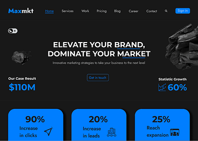 Black Minimalist Marketing Website Design "Upfold Design". design digital marketing marketing site marketing website upfold design website upfold design