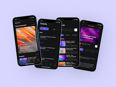Event Mobile App Design | UI UX Design app booking courses event date design event event events iphone minimal minimalist mobile app mobile design mobile ui modern party seminar simple skills ticket ui design