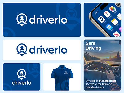 Driverlo - Logo Design and Branding app brand identity branding business card business logo design creative logo driver driverlo logo driving logo graphic design location logo management logo minimal minimalist logo modern software logo stationary t shirt taxi logo