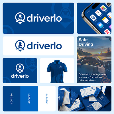 Driverlo - Logo Design and Branding app brand identity branding business card business logo design creative logo driver driverlo logo driving logo graphic design location logo management logo minimal minimalist logo modern software logo stationary t shirt taxi logo