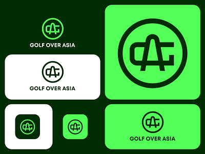 Golf Over Asia branding clean design flat geometric logo golf logo graphic design logo minimal minimal logo modern modern logo simple logo