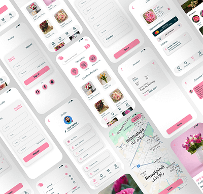 UI of Flower Ordering App. app ui branding flower ordering app ui ux design