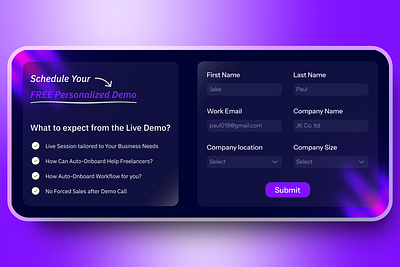 Book-A-Demo with Auto-Onboard: Concept Design book a call book a demo figma ui web design