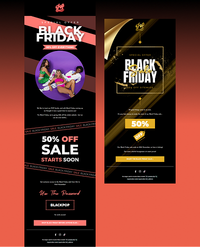 Email Campaign Designs for Black Friday newsletter