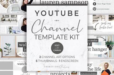 Youtube Channel Kit for Canva canva canva banner thumbail youtube video marketing vlogger youtube intro youtube kit youtube template