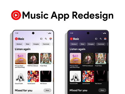 YouTube Music App Redesign: Elevating the Music Experience app design material design md3 ui ux youtube music