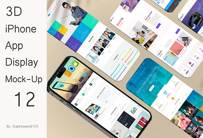 3D iPhone App Display Mock-Up 12 iphone 16