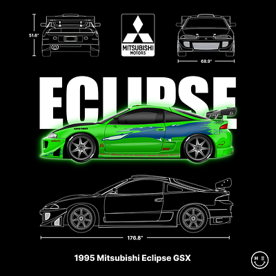 Mitsubishi Eclipse eclipse fast and furious graphic design illustration mitsubishi