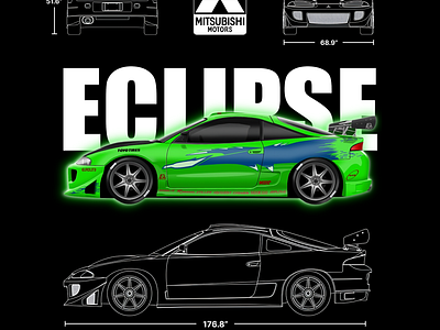 Mitsubishi Eclipse eclipse fast and furious graphic design illustration mitsubishi