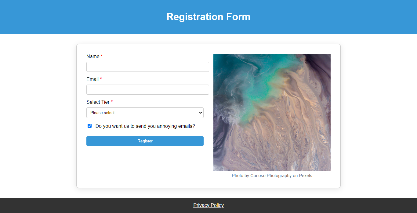 Registration form design using html css by Shivam Shukla on Dribbble