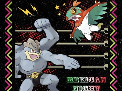 Pokemon Lucha! digital art graphic design hawlucha illustration lucha lucha libre machamp pokemon