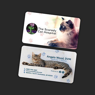 The Scaredy Cat Hospital business card design.