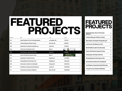 Features Projects section from Photographer Portfolio website featured framer framer designer framer developer selected projects web design web designer webdesign website design website designer