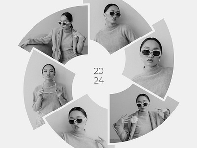 Black and White Aesthetic Round Photo Collage Instagram Post fashion graphic design instagrampost modeling social media post