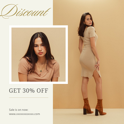 Beige Minimalist Fashion Discount Instagram Post fashion graphic design modeling motion graphics