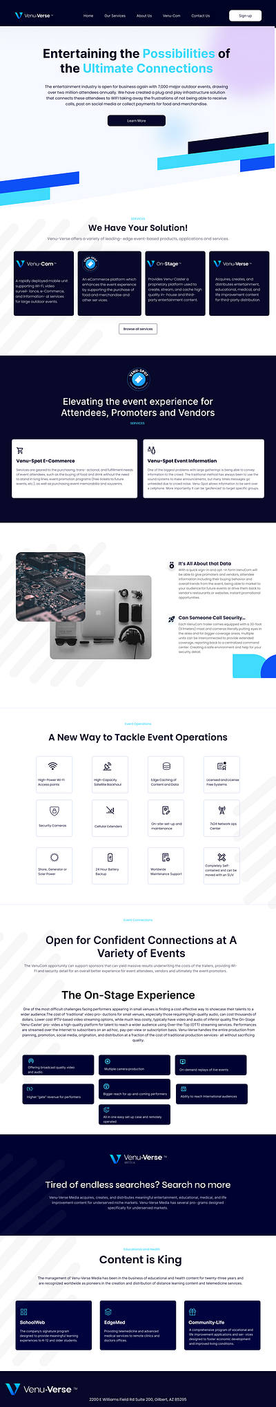 Venu-Verse Landing Page