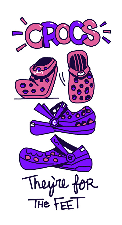 crocs - they are for the feet boston croc illustration illustrator pink sandals shoe shoes simple sneakers vector