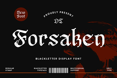 DT Forsaken Blackletter blackletter blackmetal branding displayfont fashion font free font horror old english stamp font texture font typeface