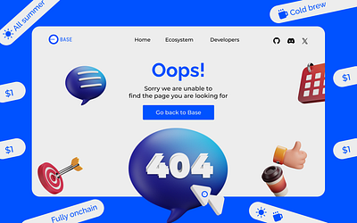 Base 404 page design illustration nft typography ui uiux ux we3