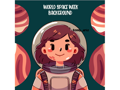 World Space Week with Girl Character astronaut astronomy awareness background celebration character cosmic decoration elements event exploration girl helmet holiday science space symbol technology universe week