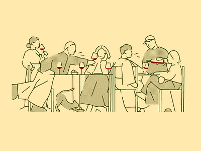 Melbourne Food & Wine — Drink these now: cool-weather reds character design design drawing halftone illustration riso