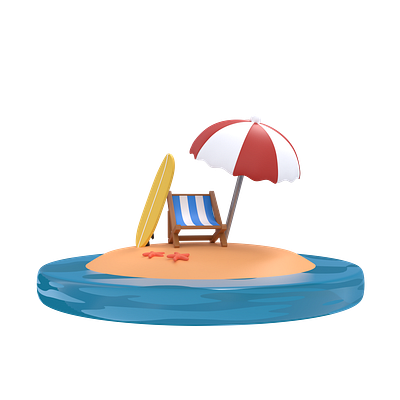 Summer Beach Island 3d 3d icon 3d illustration graphic design