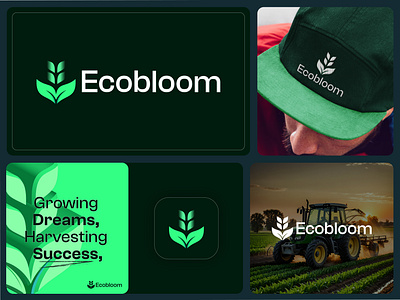 Ecobloom Logo Design For, Agriculture, Modern Farming, Nature abstract logo agriculture app icon brand identity branding creative logo ecobloom farm logo farming leaf logo logo design modern farming nature logo