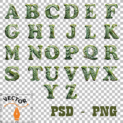 Stylish Green Font Alphabets A to Z - PNG Images and Fonts Colle fancy alphabet font