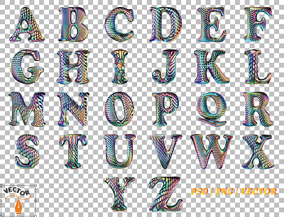 Stylish Colorful Stone and Snake Skin Font Alphabets A to Z - PN a z alphabet images