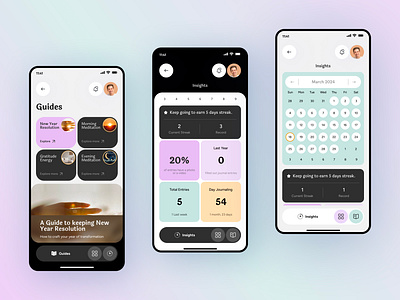 Meditations Mobile App abu hasan android app animation best mobile app branding buraq lab design femine figma illustrations ios app meditate meditations minimal mobile interactions motion top mobile app ui ux yoga