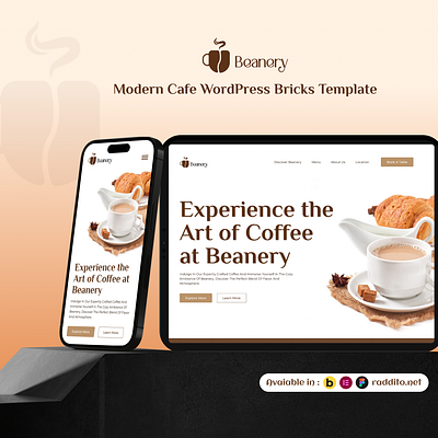 Beanery : Coffee Shop Landing Page Design cafe coffee coffee shop cup coffee drinks fast food figma design home page interface landing landing page raddito ui ux web web design web ui website