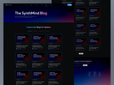 SynthMind - AI Web3 Bot Business & Technology Startup Blog Page ai ai bot ai chat bot blog business chatbot chatgpt dark figma gradient landing page starup tech technology template ui ux web design web3 website