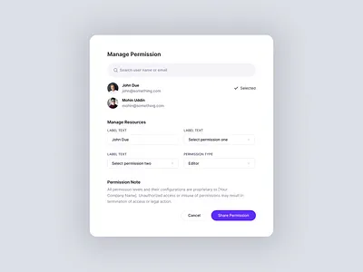 Multilevel Permission Management UI Popup access branding clean website design mobile app multilevel permission popup product page ui ui ux designer user access website website design