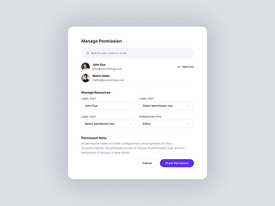 Multilevel Permission Management UI Popup access branding clean website design mobile app multilevel permission popup product page ui ui ux designer user access website website design