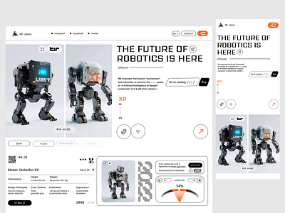 Robotics Website UI Concept automous bot computer science ecommerce store ecommerce website electronics exosceleton hardware humanoid machinelearning robotic arm robotics robotics website saas safety technology ui ux vehicle vision system webdesign