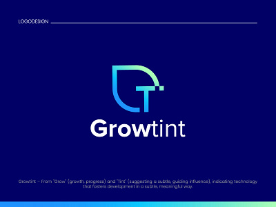 Growtint Technology logo, Letter GT + Leaf brand identity branding brandmark grow gt identity leaf logo logo design logodesigner logos logotype mark minimal minimalist modern monogram tech company logo tech logo technology logo